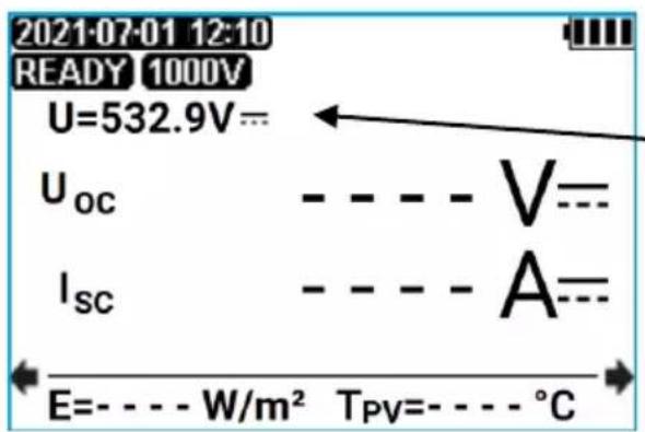 2021-07-01 12:10 READY 1000V U=532.9V--- Uoc --- V--- Isc --- A=--- E=- - - - W/m² Tpv=- - - - °C