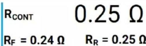 RCONT 0.25 Ω RF = 0.24 Ω RR = 0.25 Ω