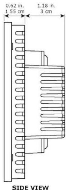 0.62 in. 1.55 cm 1.18 in. 3 cm SIDE VIEW