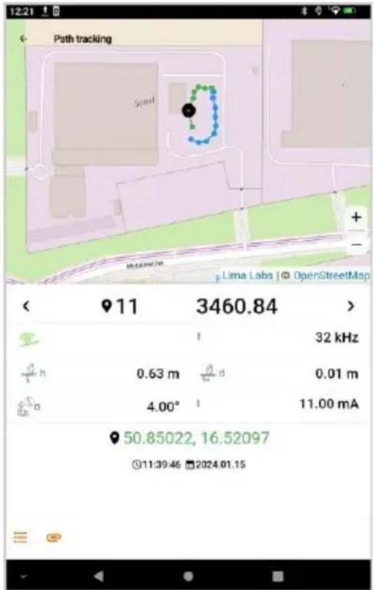 Path tracking Sinal Lima Labs | OpenStreetMap 12:21 < ● 11 3460.84 > 32 kHz 0.63 m 0.01 m 4.00° 11.00 mA 50.85022, 16.52097 11:39:46 2024.01.15