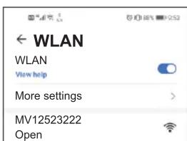 WLAN WLAN View help More settings > MV12523222 Open