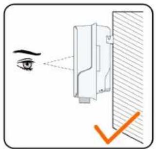 Diagram illustrating eye projection and optical path with labeled components and an orange checkmark indicating a target or reference point.