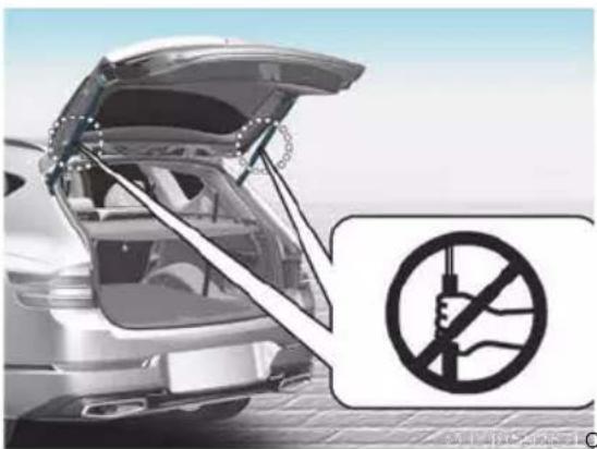 Street photo showing a car trunk with open lid and no-noise symbol, indicating anti-smoking or anti-harvesting.