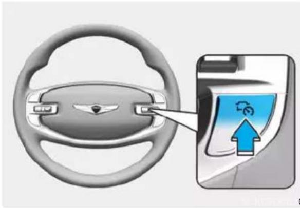 Diagram showing car steering wheel and car door with a blue circular icon pointing to the door panel, indicating a location or navigation.