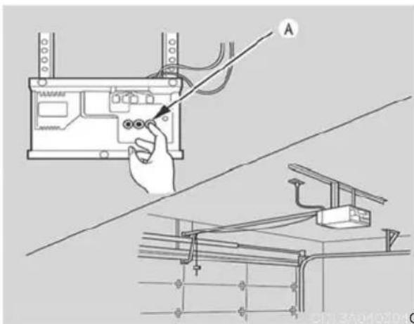 Technical diagram showing a hand inserting sensors into an electronic device labeled 'A', with a close-up of the device's cable and wiring.