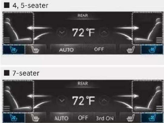 ■ 4, 5-seater REAR 72°F AUTO OFF ■ 7-seater REAR 72°F AUTO OFF 3rd ON