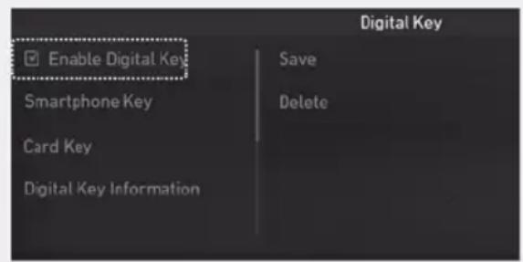 Digital Key Enable Digital Key Smartphone Key Card Key Digital Key Information Save Delete