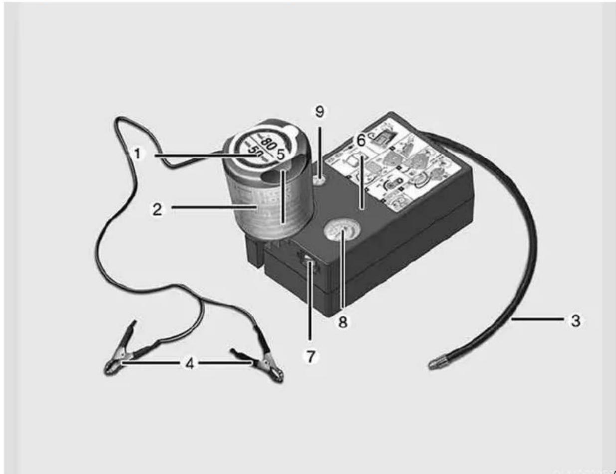 Labeled diagram of an electronic device with numbered components including a battery, wires, and probes