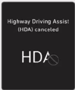Highway Driving Assist (HDA) canceled HDA