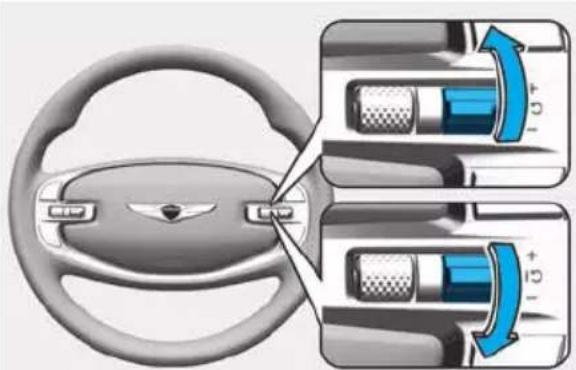 Diagram illustrating car steering wheel and battery compartment changes, showing 10x and 2x speed changes with blue arrows indicating direction.