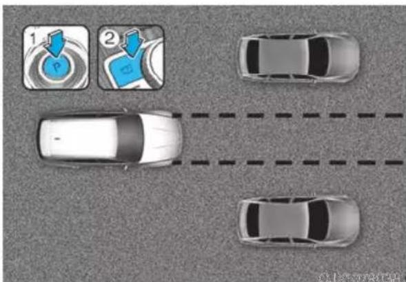 Diagram showing parking lane with two lanes and a parking meter icon, indicating lane 1 and lane 2.