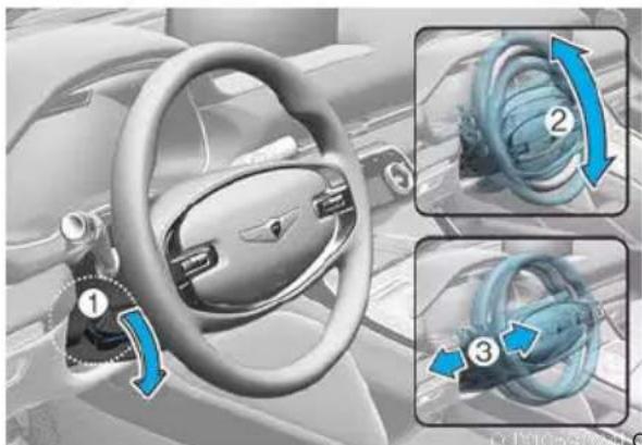 Diagram illustrating car steering wheel and cable movement with numbered steps for speed control