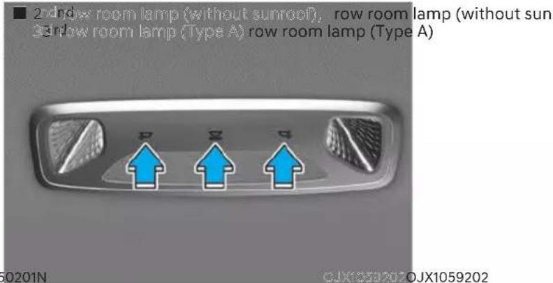 2ndex room lamp (without sunroof), row room lamp (without sun 2ndex room lamp (Type A) row room lamp (Type A) S0201N OJX1059202OJX1059202
