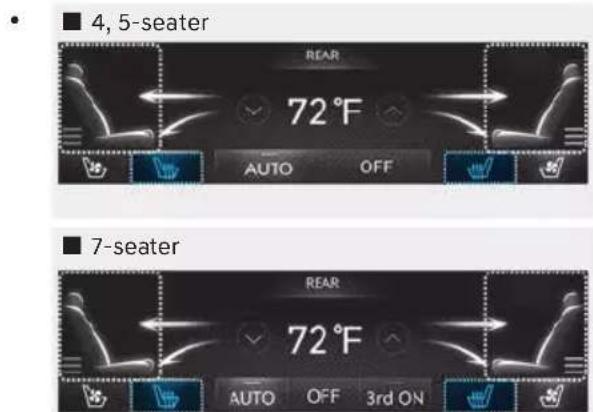 ■ 4, 5-seater REAR 72°F AUTO OFF ■ 7-seater REAR 72°F AUTO OFF 3rd ON