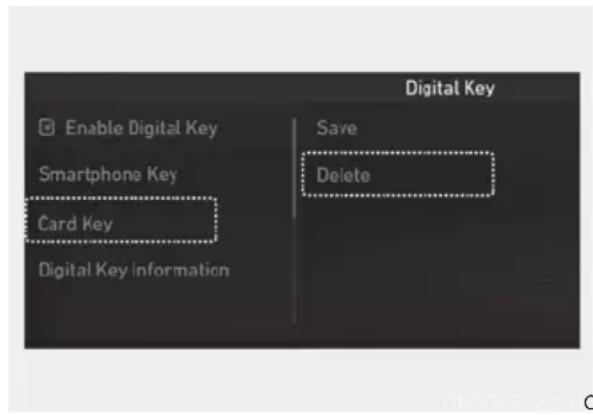 Digital Key Enable Digital Key Smartphone Key Card Key Digital Key information Save Delete