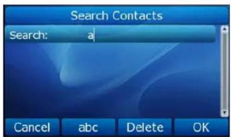 Search Contacts Search: a Cancel abc Delete OK