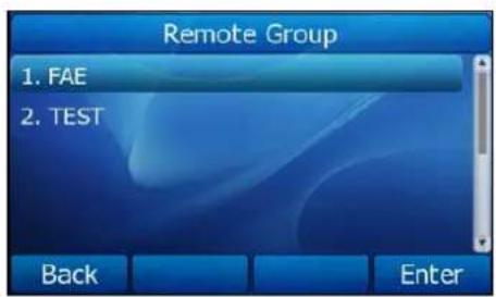 Remote Group 1. FAE 2. TEST Back Enter
