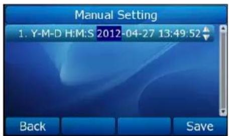 Manual Setting 1. Y-M-D H:M:S 2012-04-27 13:49:52 Back Save