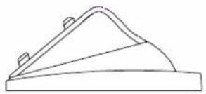 Simple line drawing of a triangular object with a base and two protrusions (no text or symbols)