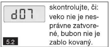 d07 skontrolujte, či: veko nie je nes- právne zatvore- né, bubon nie je zablo kovaný. 5.2