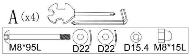 A (x4) M8*95L D22 D22 D15.4 M8*15L