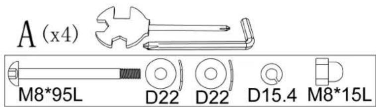 A (x4) M8*95L D22 D22 D15.4 M8*15L