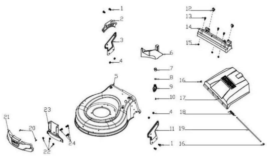 Exploded view diagram of a mechanical assembly with numbered parts for identification