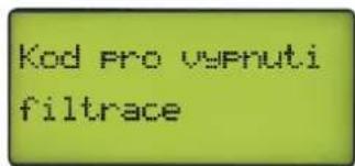 Kod pro vspruti filtrace