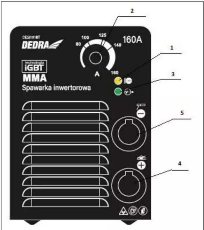 DES191BT DEDRA 160A 100 125 140 80 A 160 1 3 5 4 technology iGBT MMA Spawarka inwertorowa