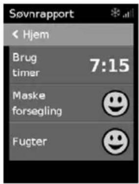 Søvnrapport Hjem Brug timer 7:15 Maske forsegling Fugter