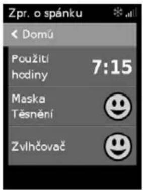 Zpr. o spánku < Domú Použití hodiny 7:15 Moska Těsnění Zvlhčovač