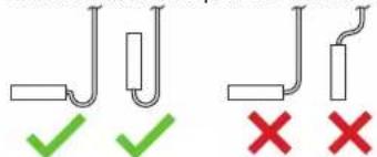 Diagram showing two electrical circuit symbols with checkmarks and red 'X' symbols indicating failure or rejection conditions.