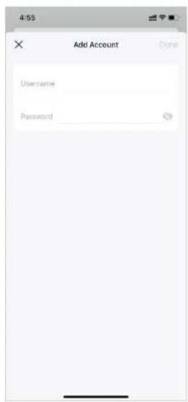 Add Account Username Password