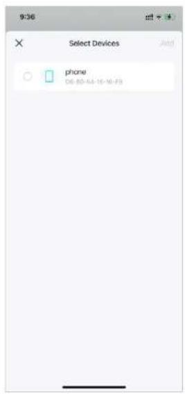 9:36 Select Devices Add phone 08-80-84-16-16-F3