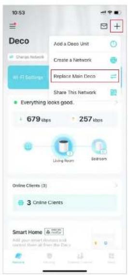 10:53 Deco Add a Deco Unit Create a Network Replace Main Deco Share This Network + Everything looks good. 679 kbps 257 kbps Living Room Season Online Clients (3) 3 Online Clients Smart Home Add your smart devices and control from all the Day