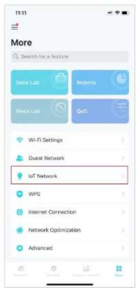 11:11 More Search for a feature Delco Lab Reports Block List QoS Wi-Fi Settings Guest Network IoT Network WPS Internet Connection Network Optimization Advanced