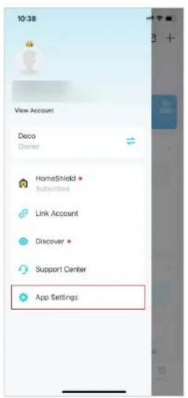 10:38 View Account Deco Owner HomeShield Subscribed Link Account Discover Support Center App Settings