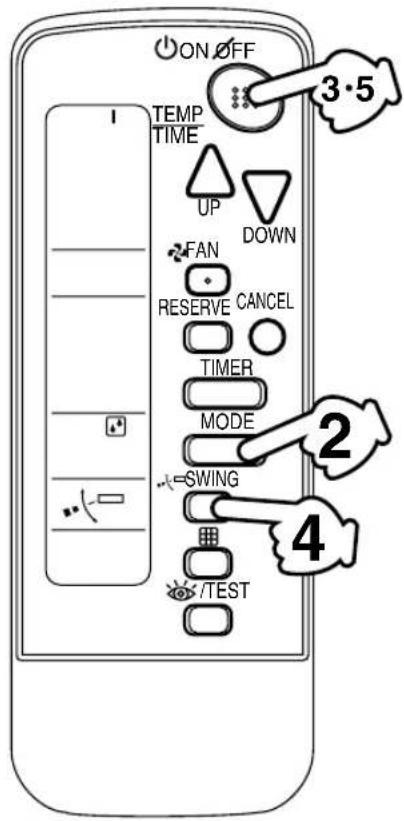ON OFF TEMP TIME UP DOWN FAN RESERVE CANCEL TIMER MODE SWING TEST 3·5 2 4