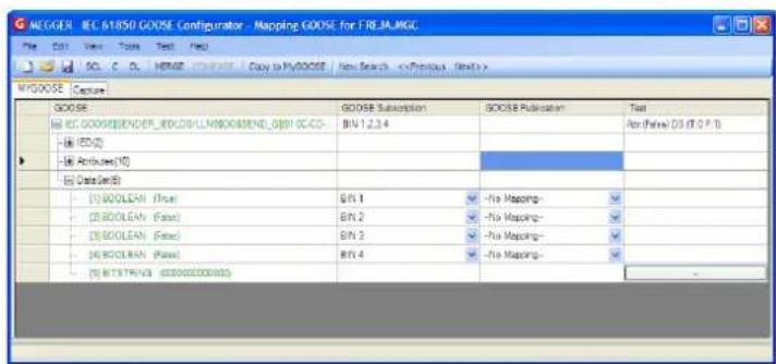MCGDER: EC 61850 GOOSE Configurator - Mapping GOOSE for TREJA-MGC File Edit View Tools Test Help GOOSE EC: GOOSEENDER_0000-LLM0000000000000000000000000000000000000000000000000000000000000000000000000000000000000 GOOSE Subscription BN 1.2.3.4 Data (Set) [1] BOOLEAN (True) [2] BOOLEAN (False) [3] BOOLEAN (True) [4] BOOLEAN (False) [5] BTSTRING 6339999999999999999999999999999999999999999999999999999999999999999999999999999999999999999999999999999 GOOSE Subscription SOCSB Publication Test An (False) DS (T.O.P.T.) No Mapping- No Mapping- No Mapping- No Mapping- No Mapping- No Mapping- No Mapping- No Mapping- No Mapping- No Mapping- No Mapping- No Mapping- No Mapping- No Mapping- No Mapping- No Mapping- No Mapping- No Mapping- No Mapping- No Mapping- No Mapping- No Mapping- No Mapping- No Mapping- No Mapping- No Mapping- No Mapping- No Mapping- No Mapping- No Mapping- No Mapping- No Mapping- No Mapping- No Mapping- NOO NOO NOO NOO NOO NOO NOO NOO NOO NOO NOO NOO NOO NOO NOO NOO NOO NOO NOO NOO NOO NOO NOO NOO NOO NOO NOO NOO NOO NOO NOO NOO NOO NOO No OOOO OOOO OOOO OOOO OOOO OOOO OOOO OOOO OOOO OOOO OOOO OOOO OOOO OOOO OOOO OOOO OOOO OOOO OOOO OOOO OOOO OOOO OOOO OOOO OOOO OOOO OOOO OOOO OOOO OOOO OOOO OOOO OOOO OOOO