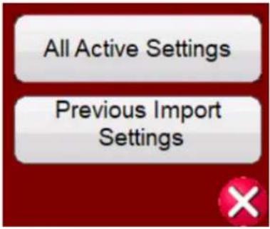 All Active Settings Previous Import Settings