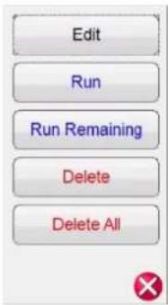 Edit Run Run Remaining Delete Delete All