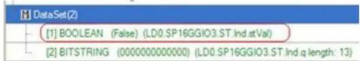 [1] BOOLEAN (False) (LD0.SP16GGIO3.ST.Ind.st.Val) [2] BITSTRING (00000000000000) (LD0.SP16GGIO3.ST.Ind.q length: 13)