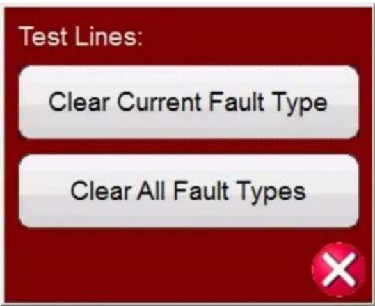 Test Lines: Clear Current Fault Type Clear All Fault Types