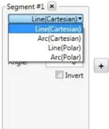Segment #1 Line(Cartesian) Line(Cartesian) Arc(Cartesian) Line(Polar) Arc(Polar) Angle: Invert