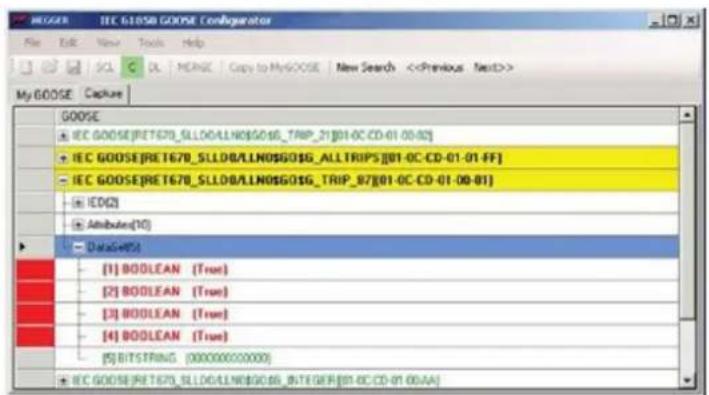 IEC GOOSE[RET670_SLLDO/LLNOS$GO16_TRIP_21][01-0C-CD-01-00-02] IEC GOOSE[RET670_SLLDO/LLNOS$GO16_ALLTRIPS][01-0C-CD-01-01-FF] IEC GOOSE[RET670_SLLDO/LLNOS$GO16_TRIP_97][01-0C-CD-01-00-01] ED(2) Attributes(10) DataSet(S) [1] BOOLEAN [True] [2] BOOLEAN [True] [3] BOOLEAN [True] [4] BOOLEAN [True] [5] BITSTRING (00000000000) IEC GOOSE[RET670_SLLDO/LLNOS$GO16_INTEGER][01-0C-CD-01-00-AA]