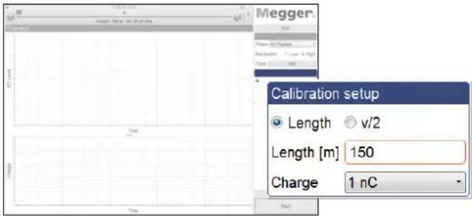Megger Calibration setup Length v/2 Length [m] 150 Charge 1 nC