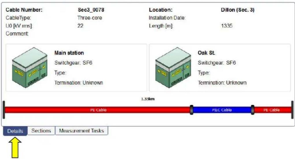 Cable Number: Sec3_0078 CableType: Three-core U0 [kV rms] 22 Comment: Location: Dillon (Sec. 3) Installation Date: Length [m]: 1335 Main station Switchgear: SF6 Type: Termination: Unknown Oak St. Switchgear: SF6 Type: Termination: Unknown 1.33km PE Cable PILC Cable PE Cable Details Sections Measurem…