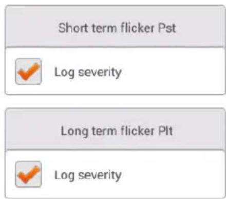 Short term flicker Pst ✓ Log severity Long term flicker Plt ✓ Log severity