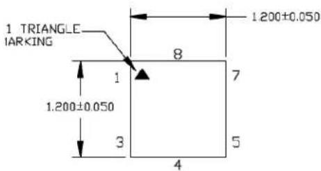1 TRIANGLE IARKING 1.200±0.050 8 7 1.200±0.050 3 4 5
