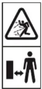 Warning sign with explosion symbol and human figure icon, indicating hazard or hazard warning